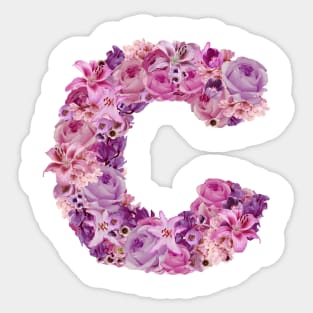 Pink Floral Letter C Sticker